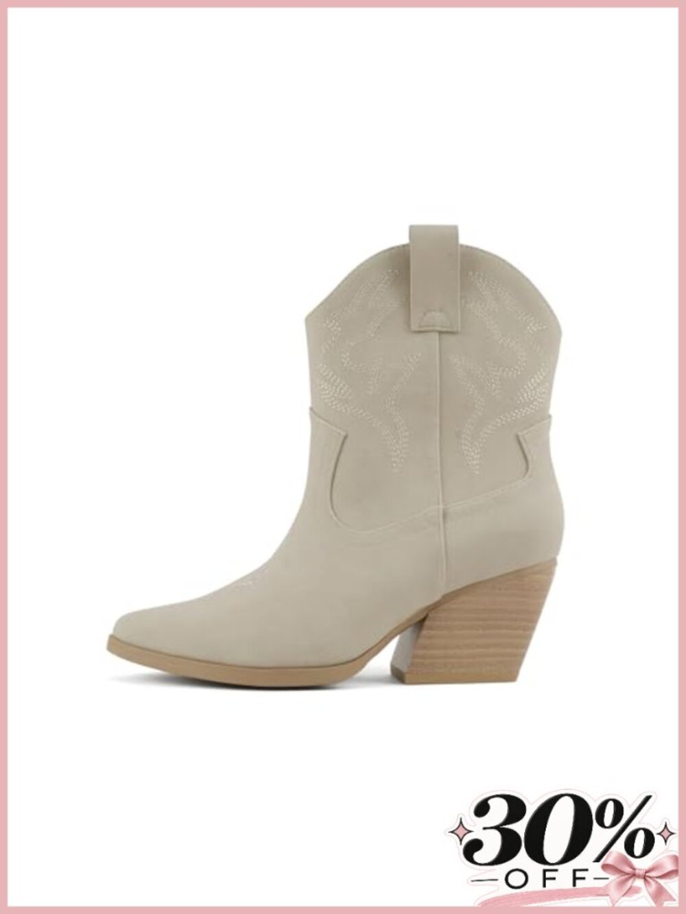 Soda Blazing Women's Western Ankle Bootie Pointed Toe Stacked Block Heel Wide